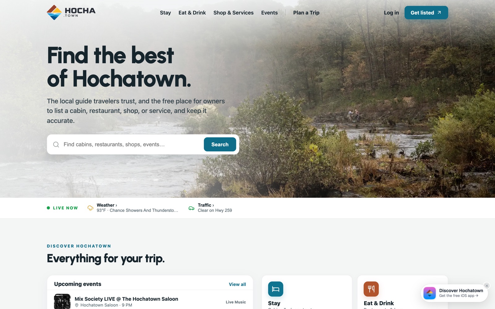 The Hocha.town homepage