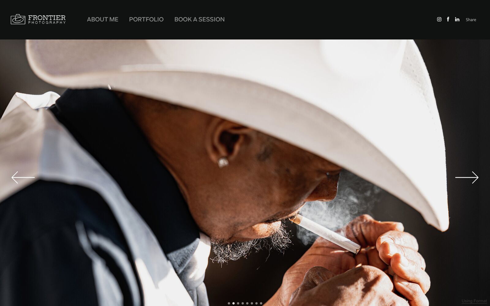 The Frontier Photography website on a desktop browser